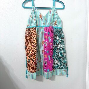 RAINFOREST CAFE Colorful Patchwork Sundress L